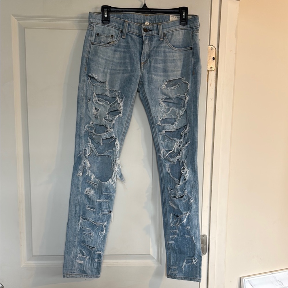 Rag & Bone Women’s “Dre” Distressed Light Blue Jeans - Size 25